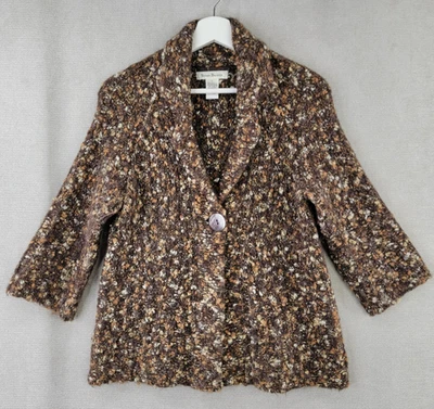 Susan Bristol Sweater Womens Large Brown Chunky Knit Wool Alpaca Cardigan Artsy - Image 1 of 4
