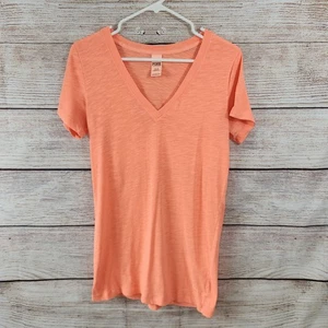 Victoria's Secret PINK T-Shirt Women’s Medium Orange Sleepwear Oversize V-neck - Picture 1 of 7