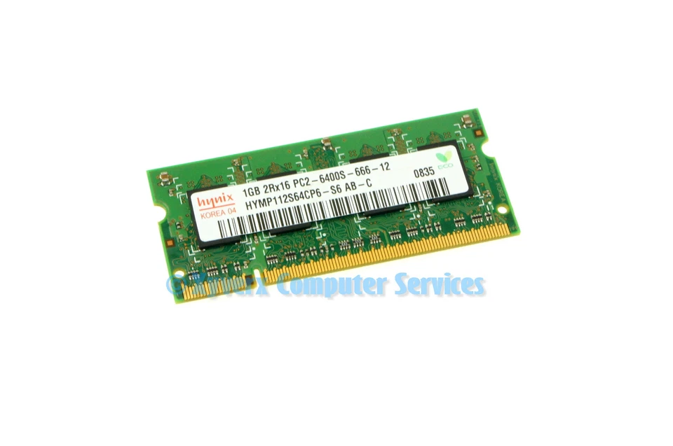 HYMP112S64CP6-S6  HYNIX LAPTOP MEMORY 1GB 2RX16 PC2-6400S-666-12 (CA63) - Image 1 of 2