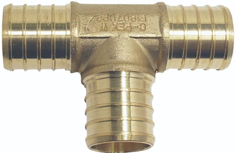 CASE (6) APOLLO APXT11  PEX 1" TEES BRASS BARB CRIMP PLUMBING FITTINGS 7003635 - Image 1 of 1
