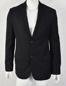 PERRY ELLIS Solid Black SLIM FIT Two-Button Dual-Vent Stretch Blazer Jacket 42L - Picture 1 of 5