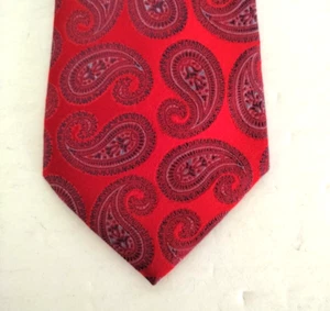 Tommy Hilfiger Krawatte 100% Seide rot & blau Paisleymuster klassisch zweifarbig 59 x 3,5 - Bild 1 von 11
