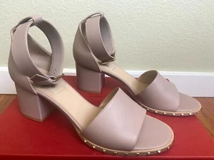 VALENTINO GARAVANI Rockstud Ankle Block Heel Strap Sandals Sz 40 US 9.5 - Picture 1 of 18