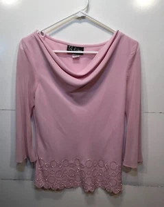 S.L. Fashions Damen Langarm Bluse Top Shirt Rosa Perlen Größe 6 - Bild 1 von 8