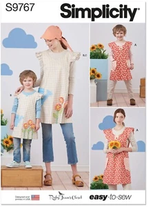 SIMPLICITY SEWING PATTERN 9767 MISSES 8-18 GIRLS 3-8 EASY WRAP AROUND APRONS - Picture 1 of 12