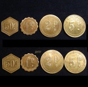 *GUTSE* SERIE DE FICHAS DE CASINO: 0,50 CÉNTIMOS + 1 + 2 + 5 PESETAS (4 FICHAS) - Imagen 1 de 1