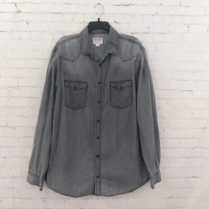 Mossimo Shirt Mens XL Gray Chambray Pearl Snap Long Sleeve Western Ranch - Picture 1 of 11