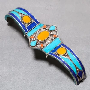 Yellow Coral Turquoise Lapis lazuli Ethnic Boho Jewelry Nepali Cuff 8-9" SR 647 - Picture 1 of 6
