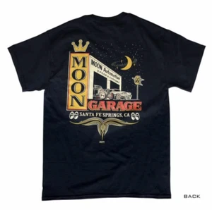 Men's Mooneyes Moon Automotive Garage Santa Fe Black T-Shirt Cotton MQT118BK - Picture 1 of 5