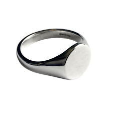 NEW Round Signet Rings Solid 925 Silver UK Hallmarked Men's Women's & Gift Box