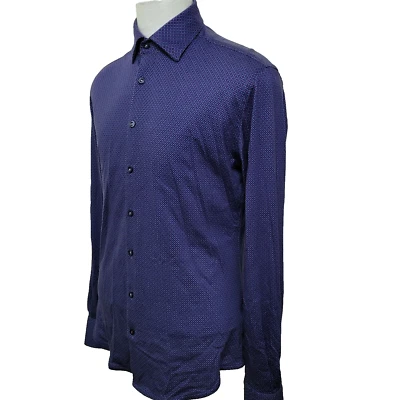Stone Rose Men's Size 2 Blue Geometric Cotton Long Sleeve Casual Shirt - Image 1 of 4