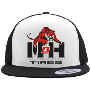 M&H Tire Racemaster Tires with Tiger Logo Flat Bill Truckers Hat Hot Rods Drag R - Picture 1 of 4