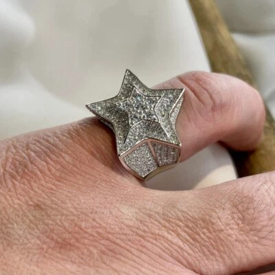 Stunning sterling silver 925 men’s ring CZ Star design star silver ring - Image 1 of 4