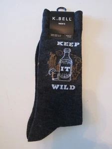K Bell Mens Keep It Wild Crew Dress Socks Gray 10-13 Nwt - Picture 1 of 4
