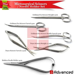 Implant Microsurgical Dental Goldman Fox Noyes Scissor Mathieu Needle Holder Set - Picture 1 of 12