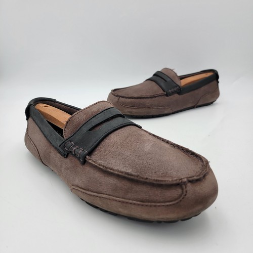 Mocassini da guida Ugg Tucker Moc da uomo in penny bicolore MARRONE NERO US 9