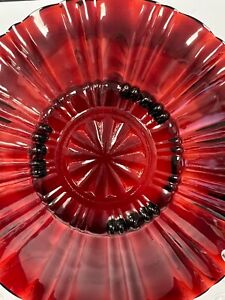 Vintage Ruby Red Depression Glass with Handles 8"x8.5"x1.25"