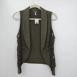 Vanity Vest Size Junior Large Green Military Open Front Mesh Sides - Picture 1 of 9
