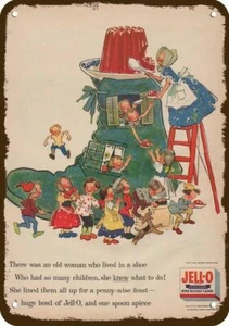 1955 Old Woman in Shoe Loves JELLO Vintage-Look DECORATIVE REPLICA METAL SIGN - Picture 1 of 1
