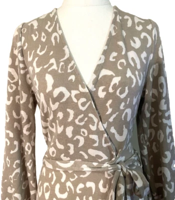 Gilli Womens Size M Brown & White Animal Print Dress Jersey material Long Sleeve - image 1 of 4