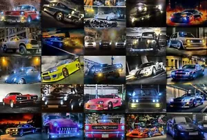 LED - Bild mit Beleuchtung Leinwandbild Leuchtbilder/ US Cars /  Autos /Oldtimer - Bild 1 von 47