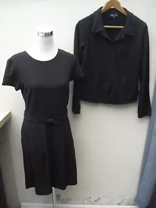 Agnes B Paris dress & jacket suit black spot classic smart office size 12 - Picture 1 of 12