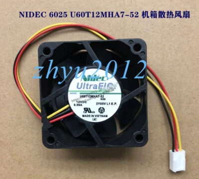 1pc NIDEC U60T12MHA7-52 6CM 6025 12V 0.09A 2-wire Cooling Fan - Image 1 of 2