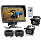 7" MONITOR+2x 4 PIN BACKUP CAMERA 20M REAR VIEW SYSTEM FOR TRUCK RV VAN TRAILER