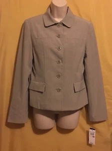Rafaella Petites women's rope tan 2 way stretch windowpane suit jacket 10P $94 - Picture 1 of 7