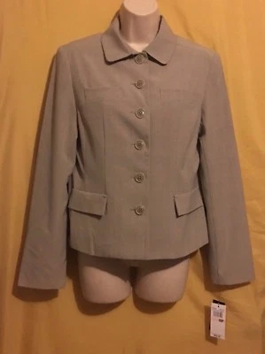 Rafaella Petites women's rope tan 2 way stretch windowpane suit jacket 10P $94 - Image 1 of 4