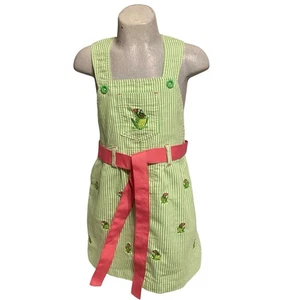 TOFFEE APPLE Girls Summer Dress 4T Embroidered Frog Sundress Bib Jumper Green - Picture 1 of 8