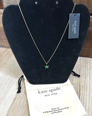 NEW Kate Spade New York Green Star 14k Yellow Gold Plated Pendant Necklace NWT - Image 1 of 4