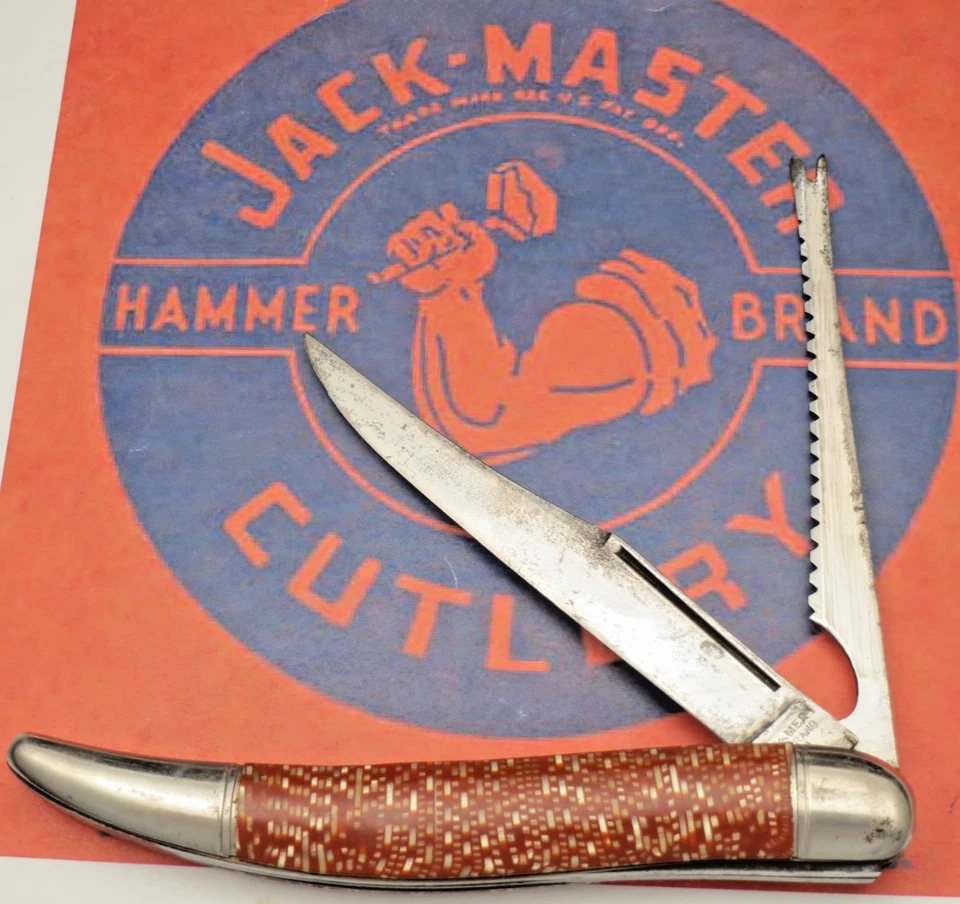 Cuchillo de pesca antiguo HAMMER BRAND de Imperial hojas de acero al carbono bonitas asas Foto 1 de 4