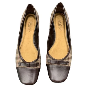 Franco Sarto Ballet Flats Plaid Brown Classy Sz 8.5 Womens - Picture 1 of 11