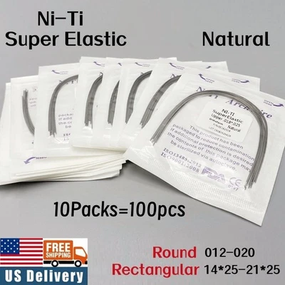 100pcs Dental Orthodontic Arch Wire Super Elastic Niti Rectangular Natural Form - Image 1 of 4