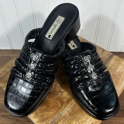 Zapato de mula Brighton Silver Hearts trenzado de cuero de cocodrilo para mujer - TALLA 8,5 M Foto 1 de 4