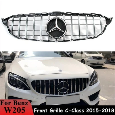 Front Bumper Grille Grill W/Emblem For Mercedes Benz C300 C350 W205 2015-2018 - Image 1 of 4