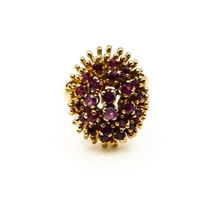 Vintage 14K Yellow Gold Plated Natural Ruby Statement Ring Size 8 - Picture 1 of 10