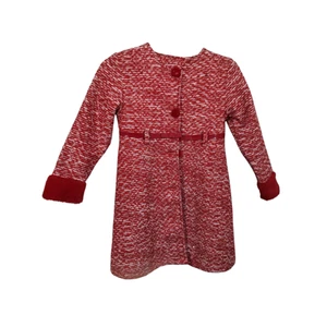 3281)Blueberi Boulevard Girl Red Shimmer Velvet Holiday Tweed Peacoat Size 7/8 - Picture 1 of 9