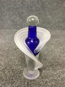 Vintage Signed Vitrix Frosted Twist Art Glass Perfume Bottle with Stopper - Picture 1 of 6