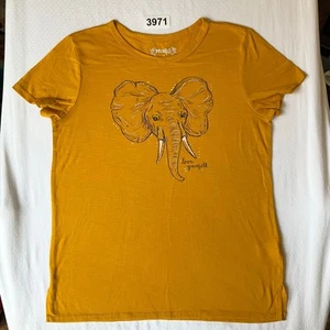 Mudd Big Girl T-shirt size 16 Mustard Yellow Short Sleeve Elephant Love Yourself - Picture 1 of 8