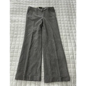 TALBOTS Womens Pants Gray Glen Check Wide Leg Trousers Mid Rise Wool Academia 8 - Picture 1 of 14