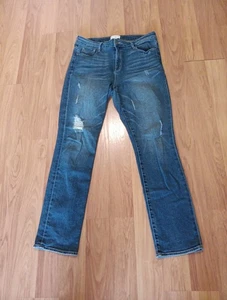 Parker Smith Women's Straight Leg Jeans Medium Wash Size 31 Distressed High Rise - Picture 1 of 9