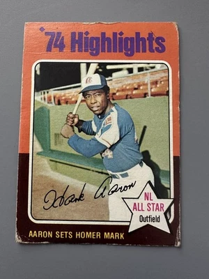 1975 Topps Set-Break No1 Хэнк Аарон НИЗКОКАЧЕСТВЕННЫЙ - Изображение 1 из 2