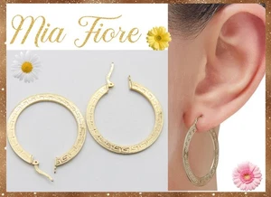 Pendientes tipo argolla griega enchapados en oro de 18 quilates Mia Fiore hechos en Italia - Imagen 1 de 5