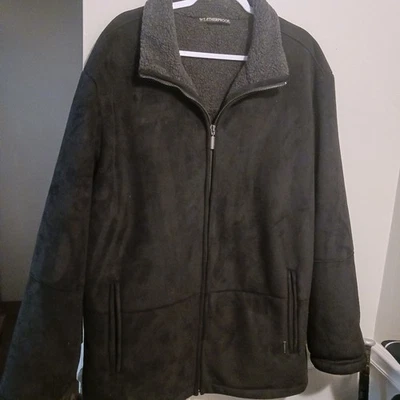 Mens Weatherproof Jacket Black Faux Suede Collared Pockets Sherpa Lined Size XL - Image 1 of 4