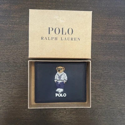 Nuevo Estuche para Tarjetas Polo Ralph Lauren Oso Cuero En Caja Bordado Logo 3 Ranuras Azul Marino Foto 1 de 4
