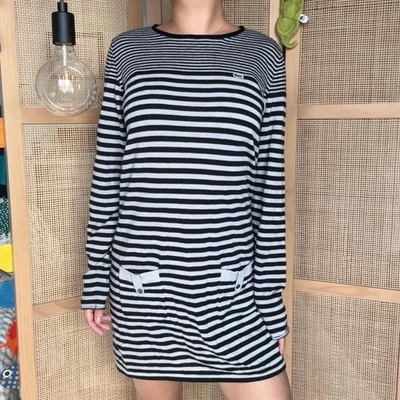 lacoste Vestido Suéter Lana Rayas Blanco y Negro Manga Larga Talla 42 Foto 1 de 4