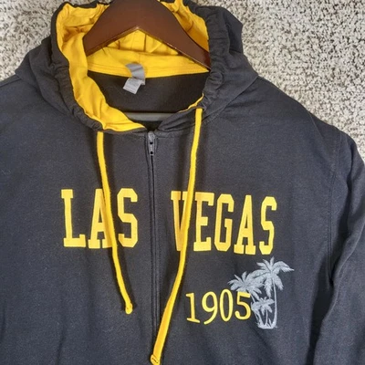 Las Vegas Nevada 1905 Full Zip Hoodie Sweatshirt Mens Size L Black Yellow - Image 1 of 4