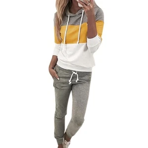 Women 2 Piece Set Tracksuit Long Sleeve Sportswear Top + Pants Jogging Suit - Picture 1 of 26